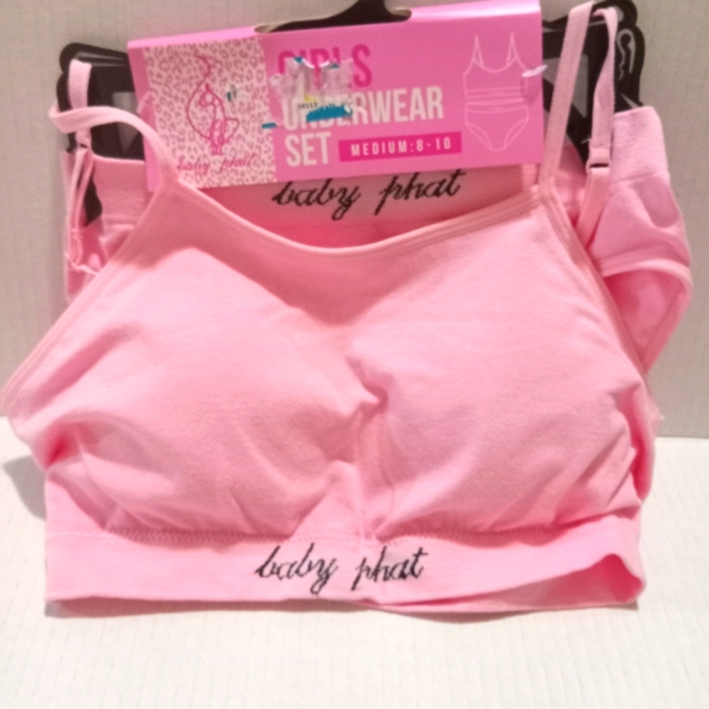 Girls bra set size 8-10 baby phat color pink
